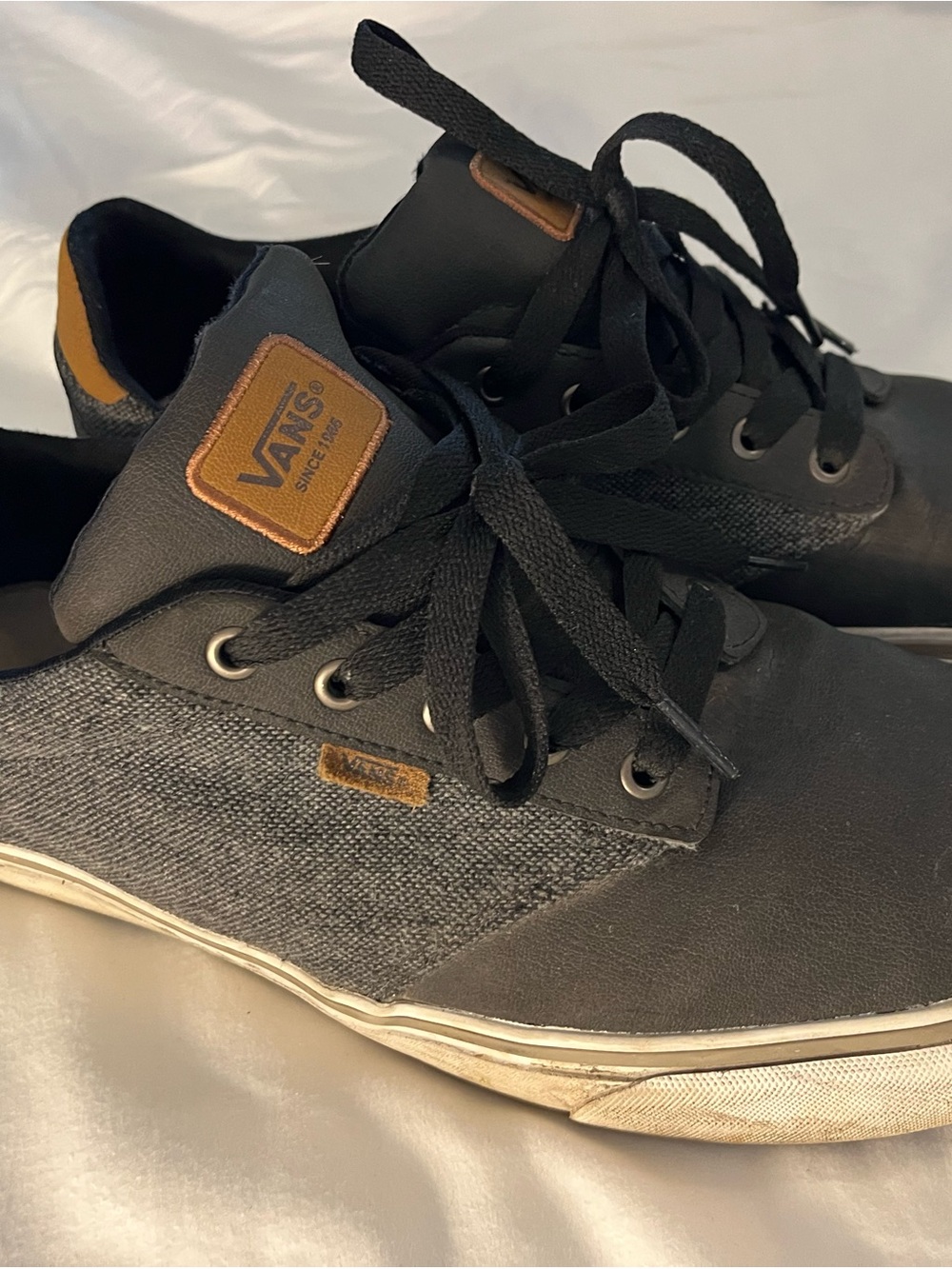 Vans Men’s Black Sneakers with Brown Accents